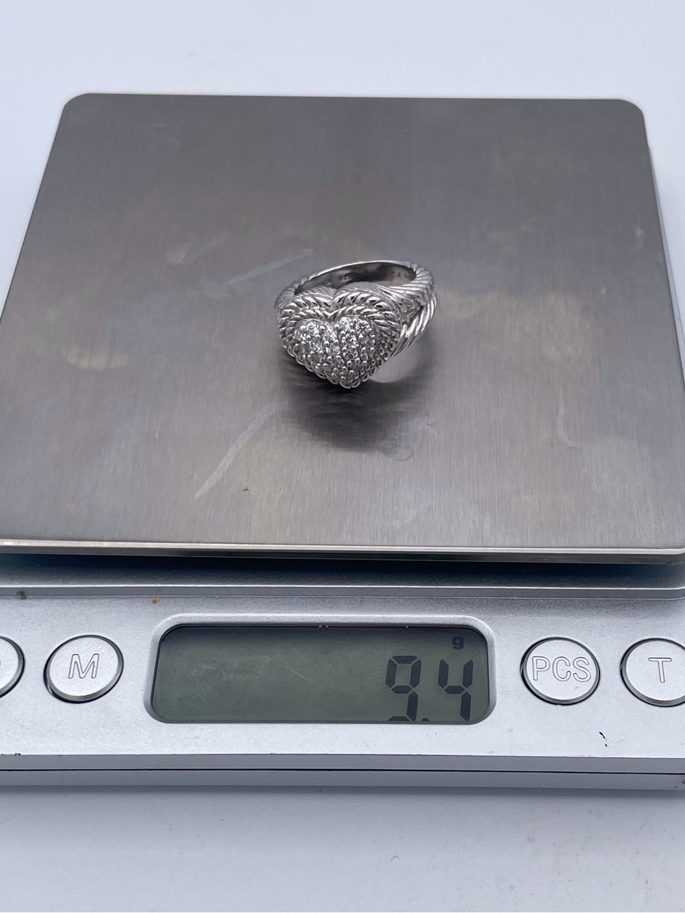 Judith Ripka Sterling Silver 925 CZ Pave Heart Ring Thailand QVC Era Size 7 - Picture 5 of 10